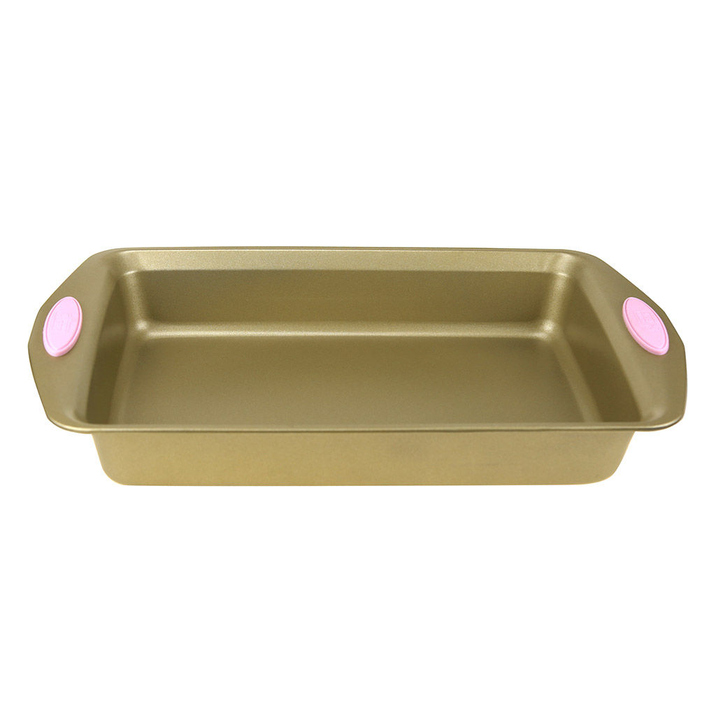 Противень с тефлоновым покрытием 41х26см, h5,5см, с силиконовыми накладками, золотой (Китай) - Домашняя мода фото 2