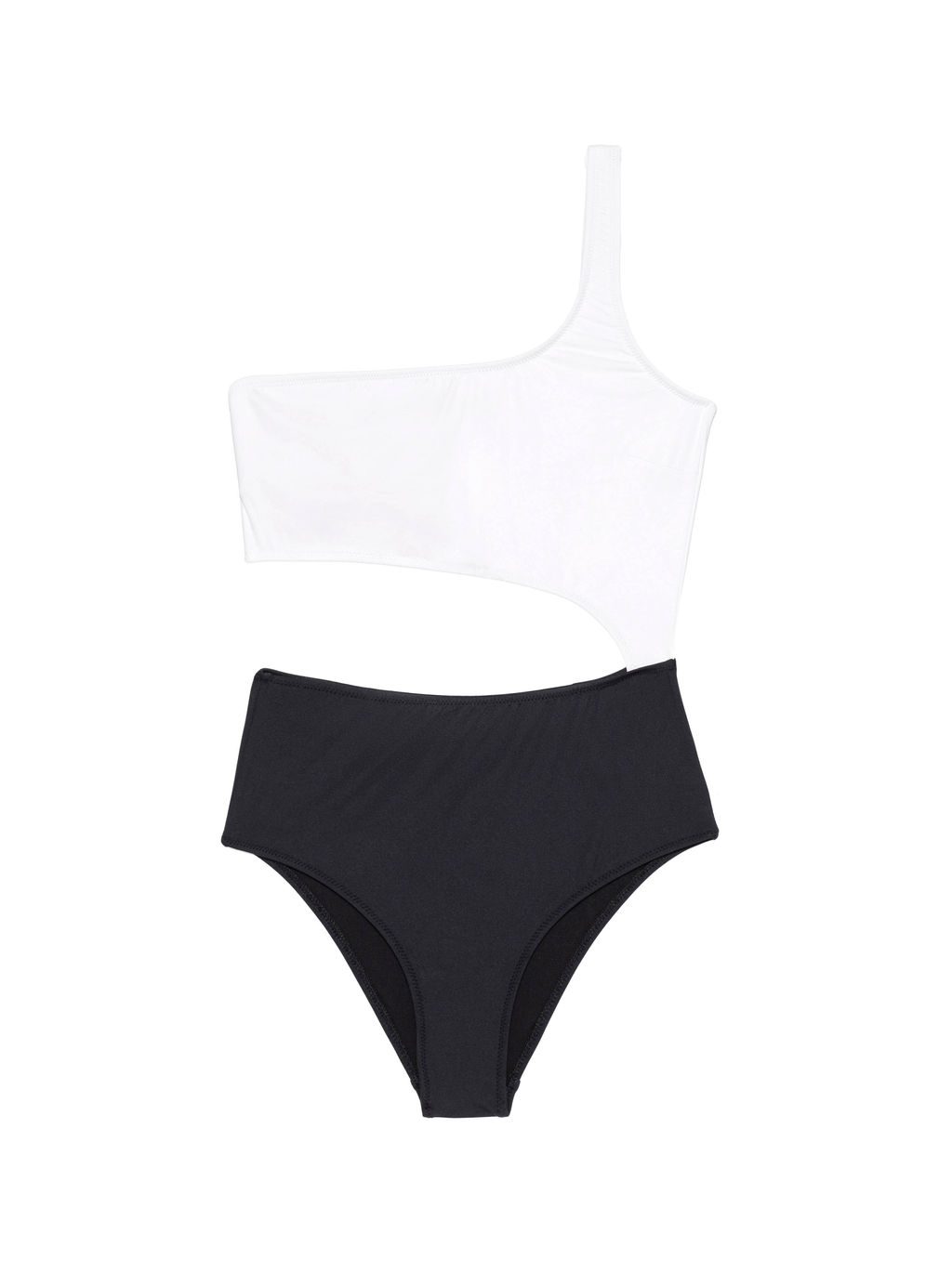 CONTE Слитный купальник на одно плечо с высоким вырезом по талии ACCENT black-white - Conte elegant фото 3