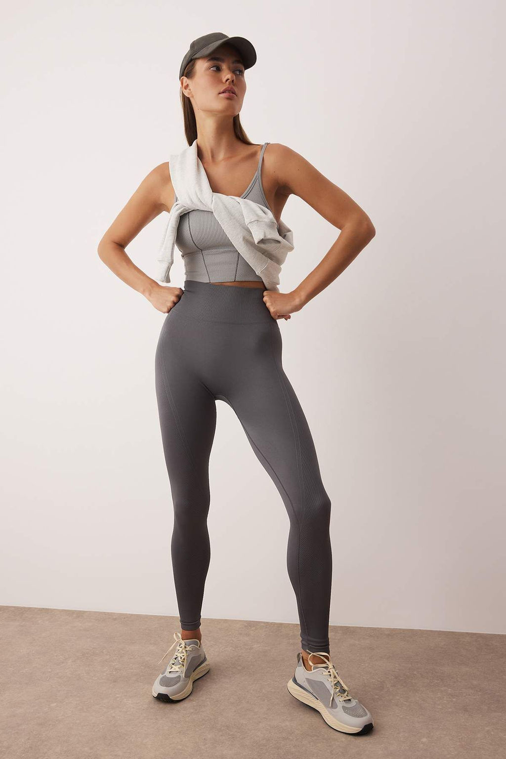 Antrasit Seamless/Dikissiz Tam Boy Orme Spor Tayt THMAW26TY00003