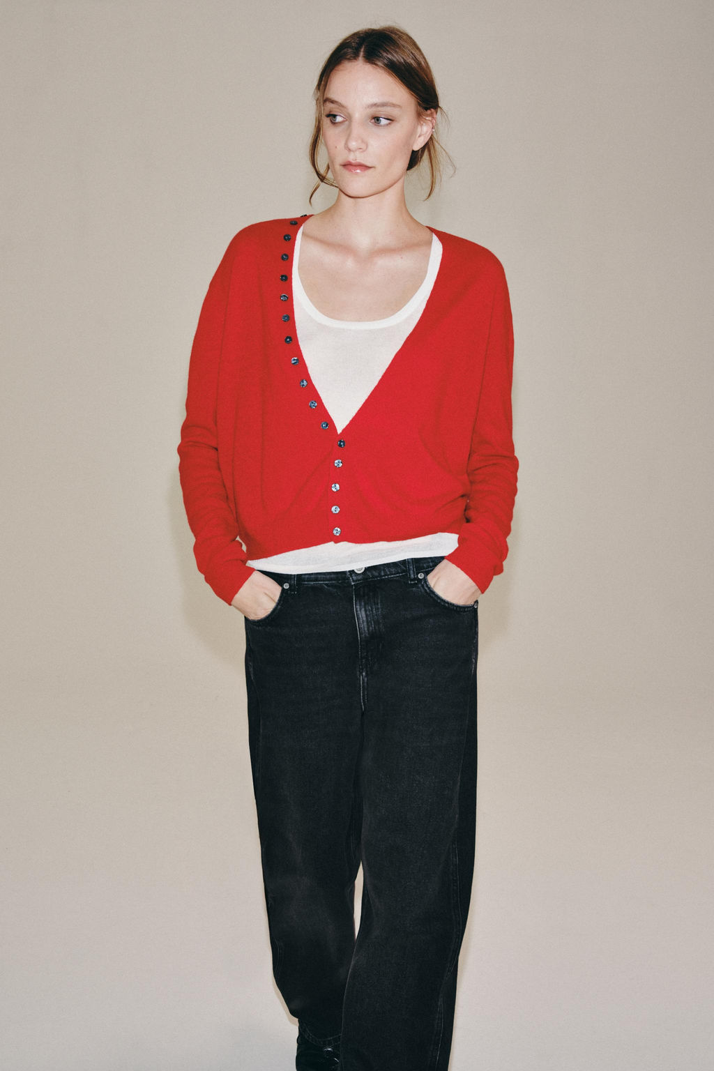 CHAQUETA 100% LANA EXTRASUAVE ESCOTE PICO / Rojo - Zara фото 4