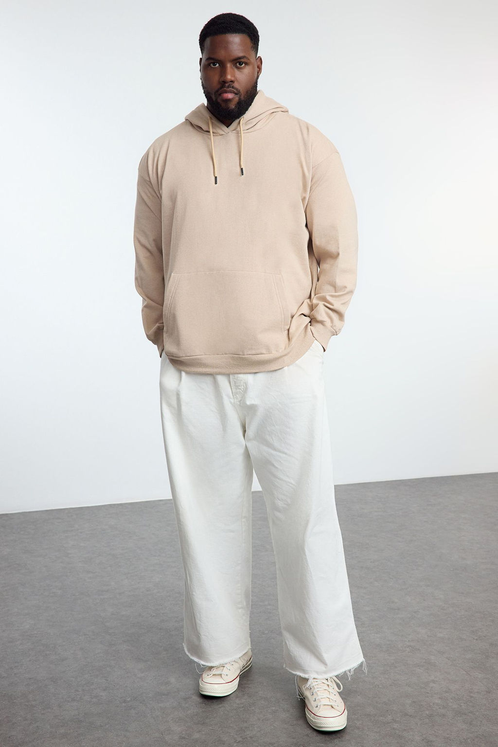 TRENDYOL MAN Buyuk Beden Tas Oversize/Genis Kesim Kapusonlu Ici Polarl? Cicek Bask?l? Sweatshirt TMNAW25AO00021 - Trendyolmilla фото 2