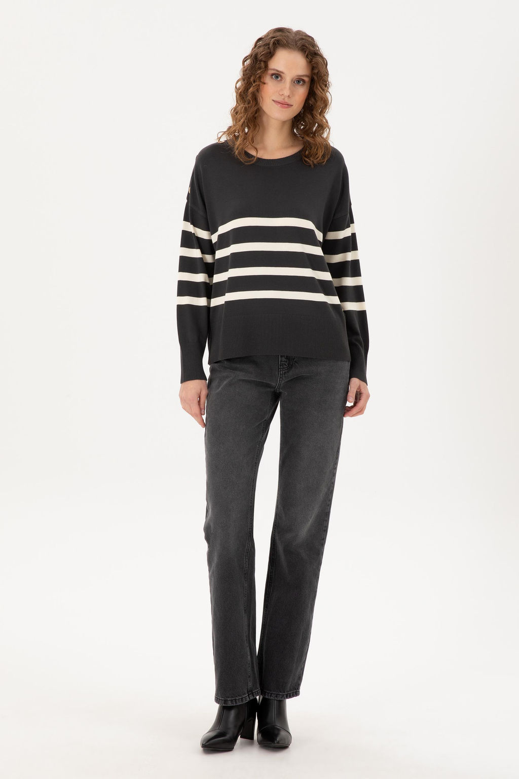 Женский свитер антрацитового меланжевого цвета с круглым вырезом Неожиданная скидка в корзине - U.s. polo assn фото 4