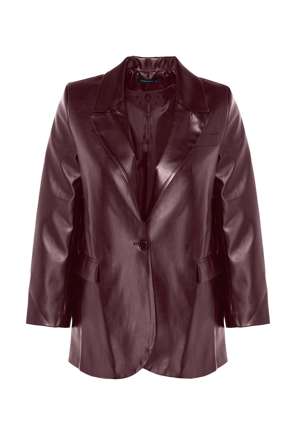 TRENDYOLMILLA Siyah Dokuma Oversize Suni Deri Blazer Ceket TWOSS23BC00049 фото 21