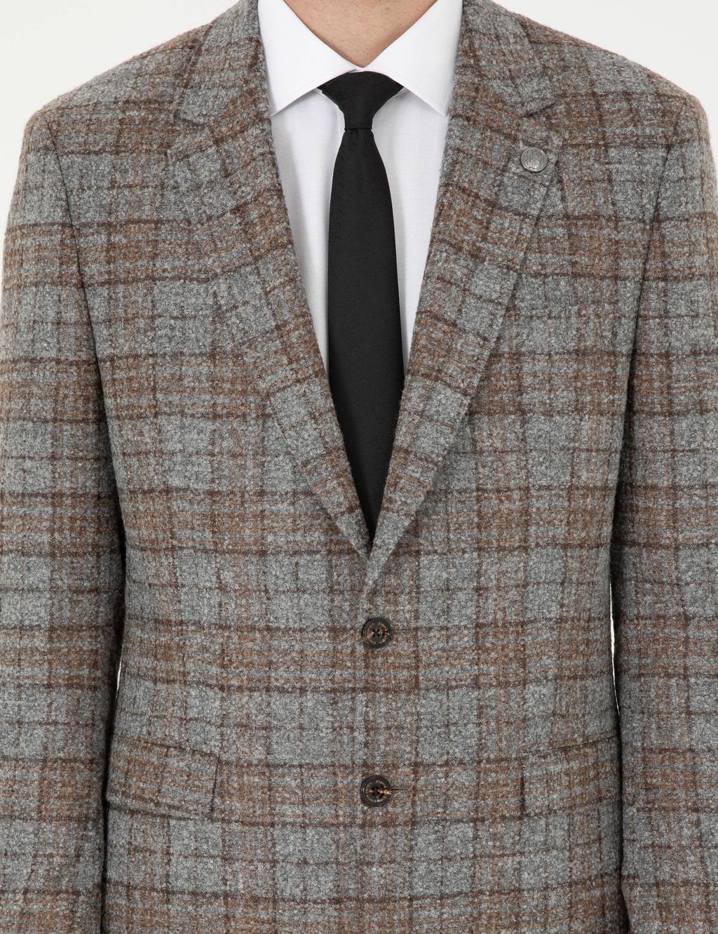F_me Slim Fit Y_n Kar___ml_ Ekose Ceket