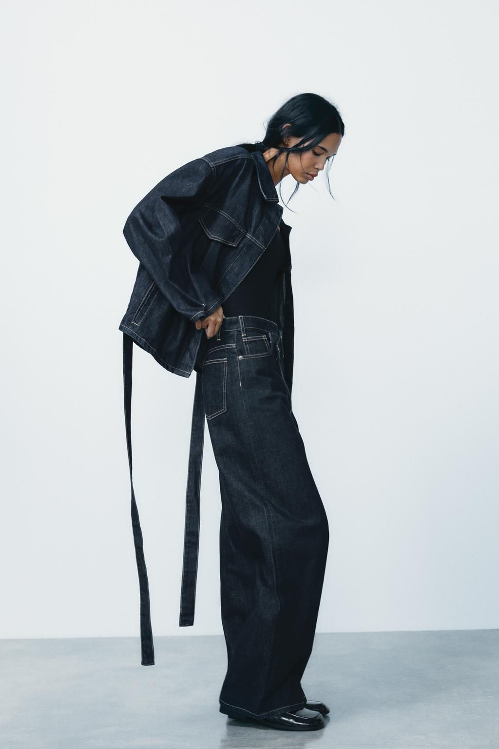 HIGH-WAIST TRF WIDE-LEG JEANS WITH CROSSOVER WAISTBAND - Zara фото 24