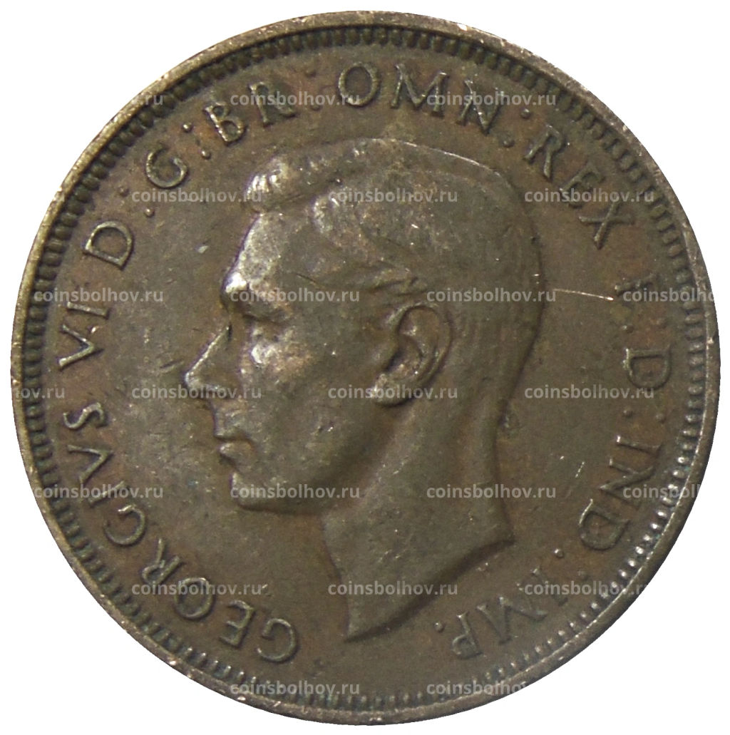 Монета 1/2 пенни 1938 года Австралия