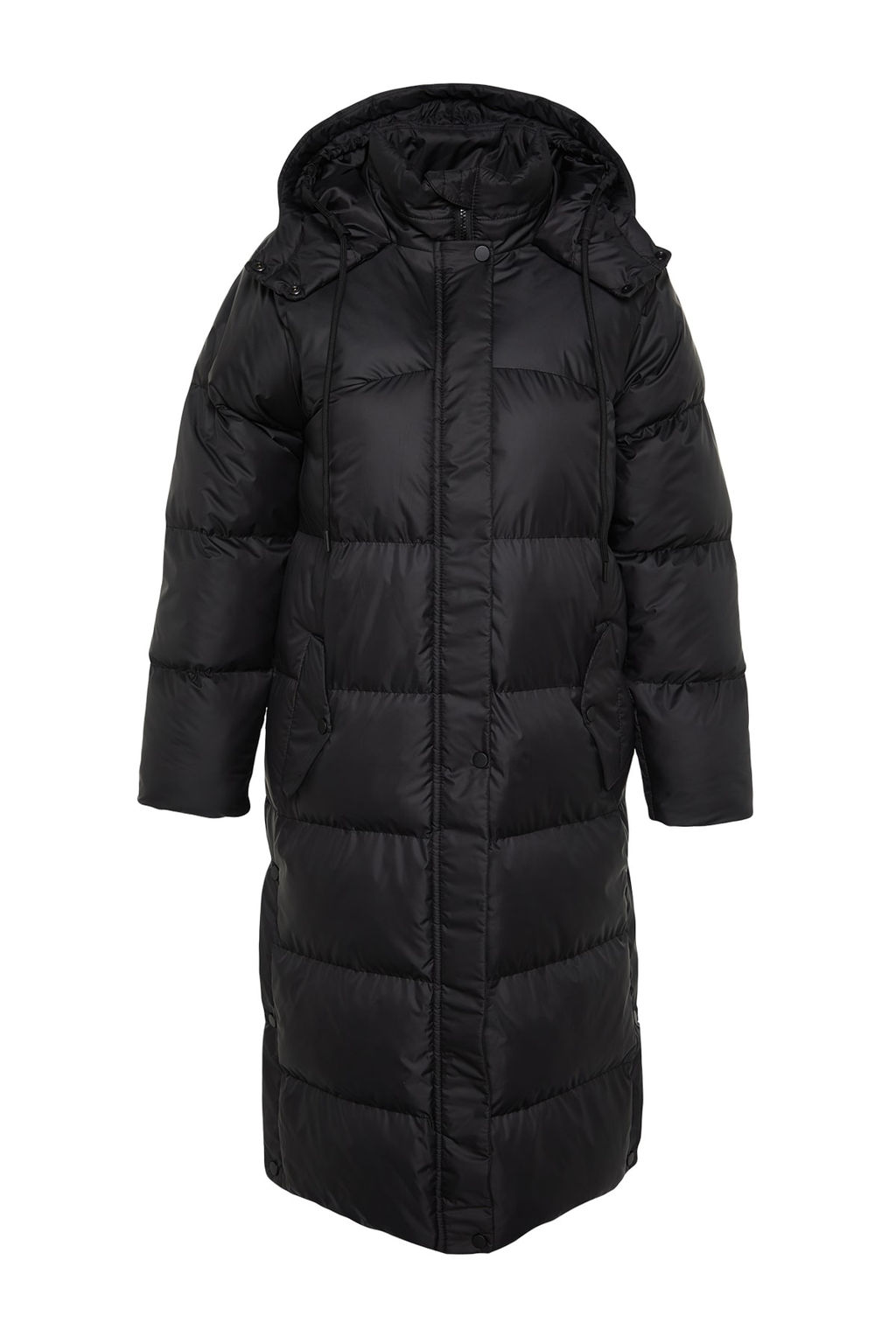 TRENDYOLMILLA Ekru Regular Kapusonlu Yandan C?t C?t Detayl? Su Itici Uzun Sisme Mont TWOAW24MO00104  фото 14