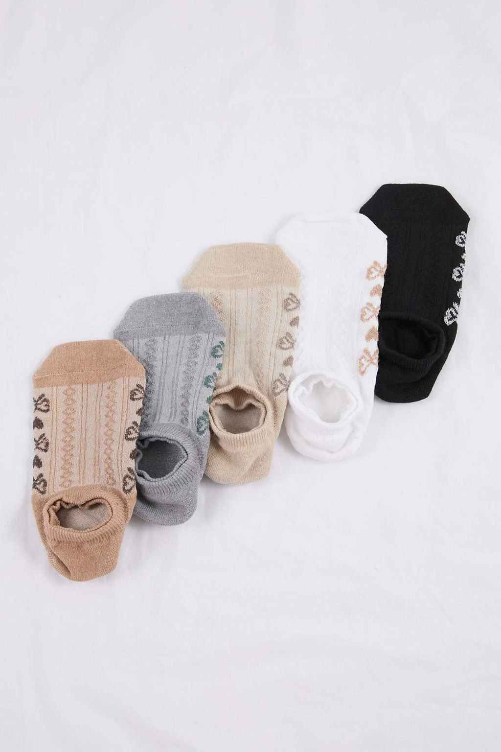 Siyah-Bej 5li Kalp Jakar Orme Corap THMSS26CO00009