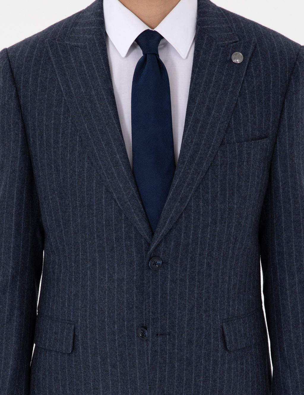 _ndigo Slim Fit _izgili Y_n Kar___ml_ Tak_m Elbise