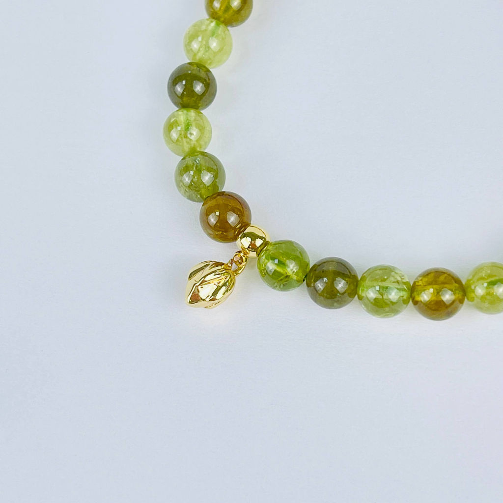 Браслет из зеленого Граната (Гроссуляр) с подвеской - Радуга самоцветов фото 3