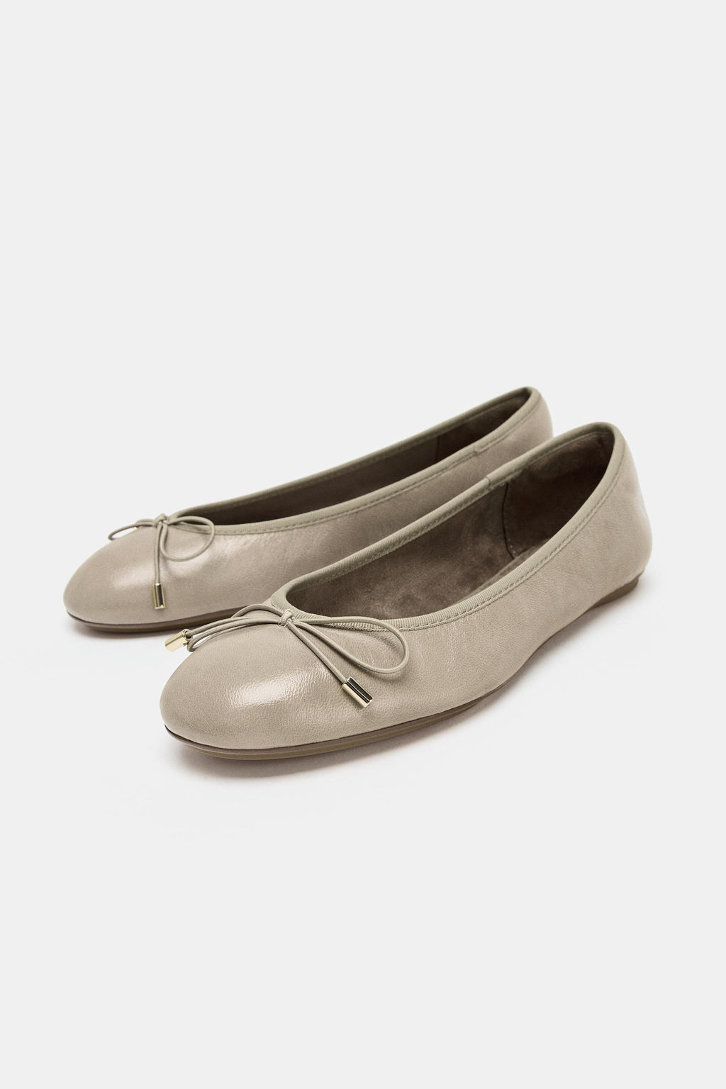 LEATHER BOW BALLET FLATS - Zara фото 9