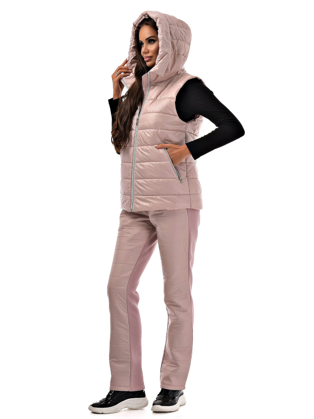 Утепленный жилет с капюшоном на молнии - А+б коллекция фото 6