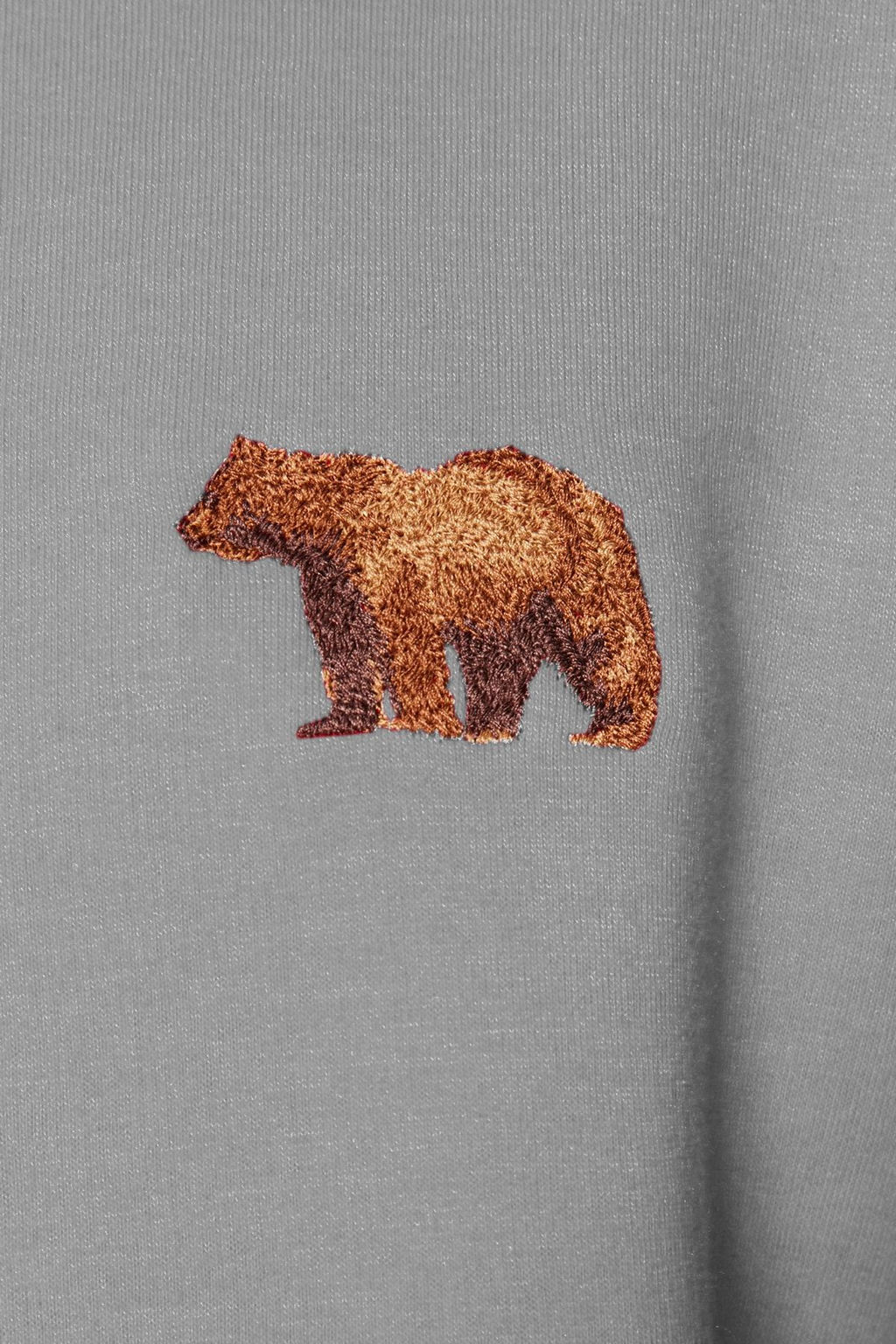 TRENDYOL MAN Gri Oversize/Genis Kesim Kapusonlu Hayvan Nak?sl? Ici Polarl? Sweatshirt TMNAW24SW00097 - Trendyolmilla фото 5