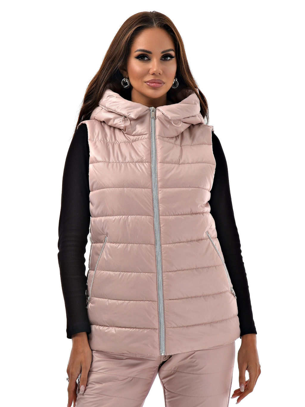 Утепленный жилет с капюшоном на молнии - А+б коллекция фото 9