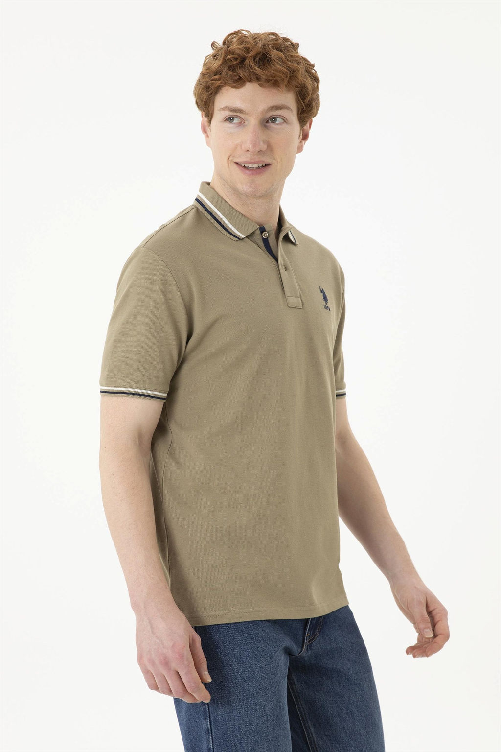 Мужская базовая футболка цвета хаки - U.s. polo assn фото 3