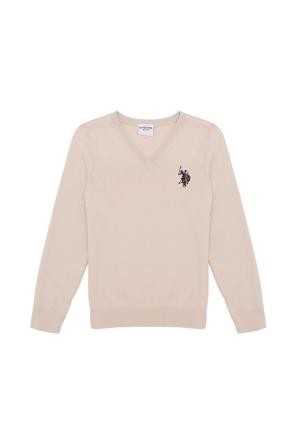 K_z _ocuk Krem Basic V Yaka Kazak - U.s. polo assn фото 4