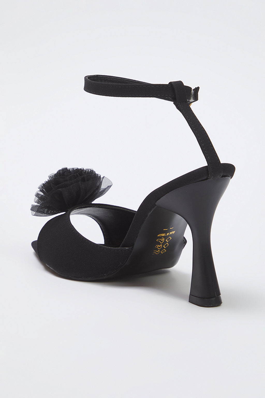 Trendyol Shoes Siyah Gul Detayl? Bilekten Baglamal? Kad?n Ince Topuklu Sandalet TAKSS25TO00044 - Trendyolmilla фото 4