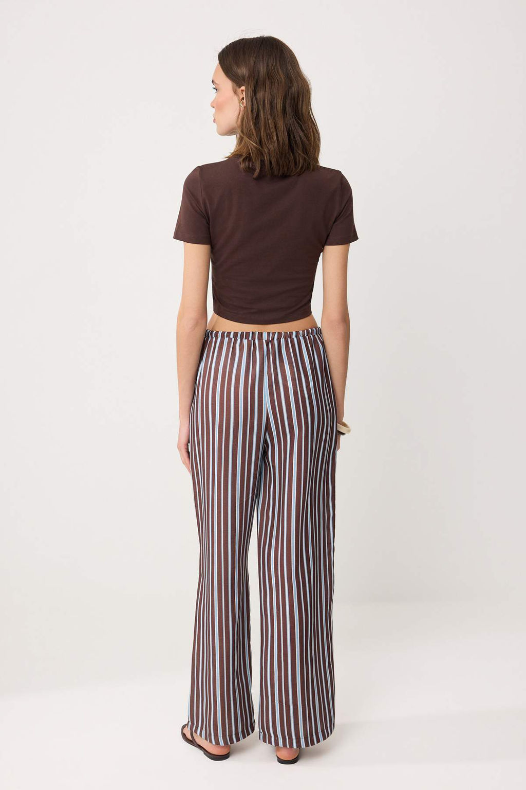 Cok Renkli Beli Lastikli Renkli Cizgili Wide Leg/Genis Paca Pantolon TWOSS26PL00154 - Trendyolmilla фото 8