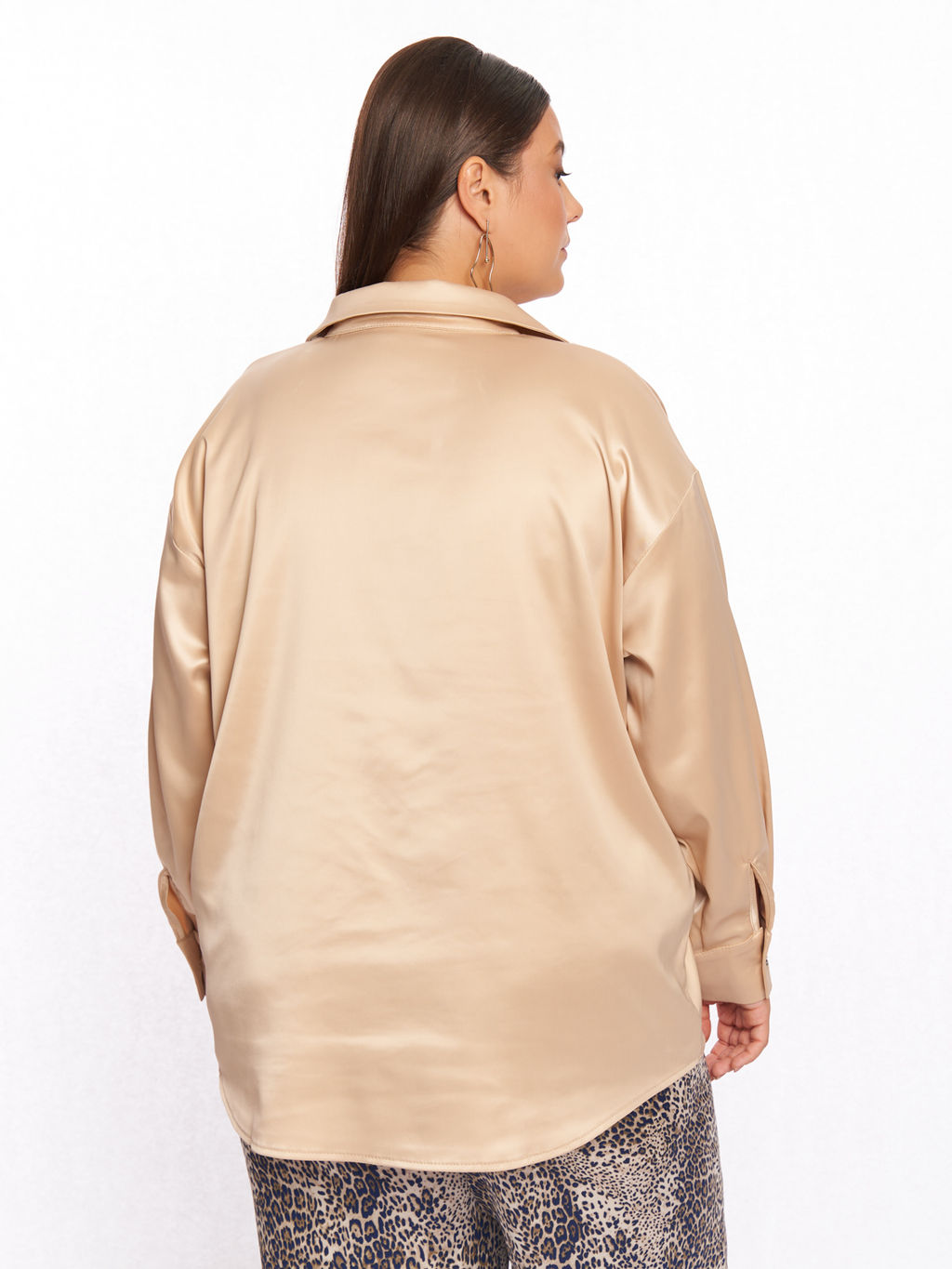 Атласная рубашка BL11537WHT03
