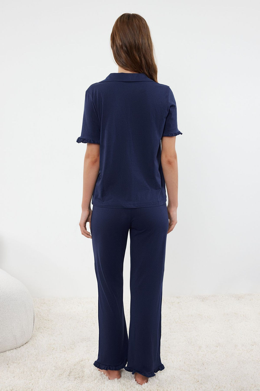 Trendyolmilla Mint %100 Pamuklu F?rf?r Detayl? Orme Pijama Tak?m? THMSS24PT00223 фото 22