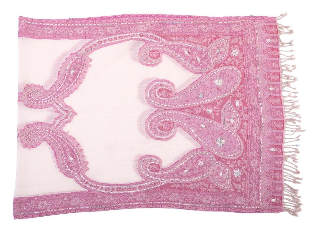 Палантин с вышивкой (шерсть 100%) № Тк903/146 - Ганг фото 2