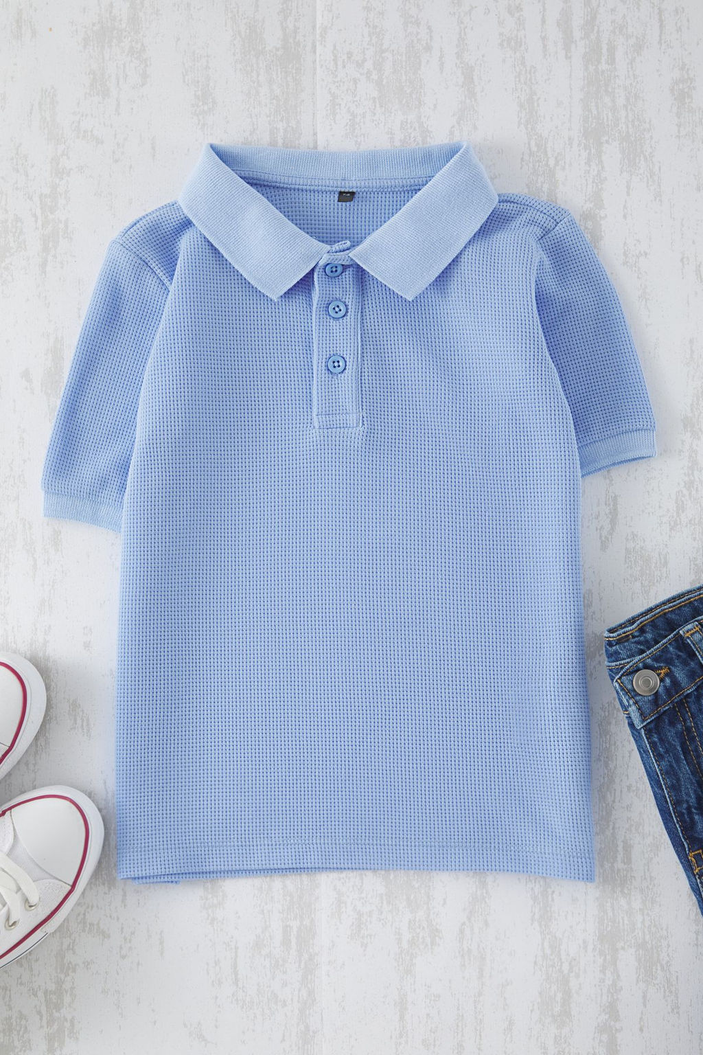 Yesil Erkek Cocuk Basic Regular/Normal Kal?p Polo Yaka K?sa Kol Orme T-Shirt TKDSS25TS00076