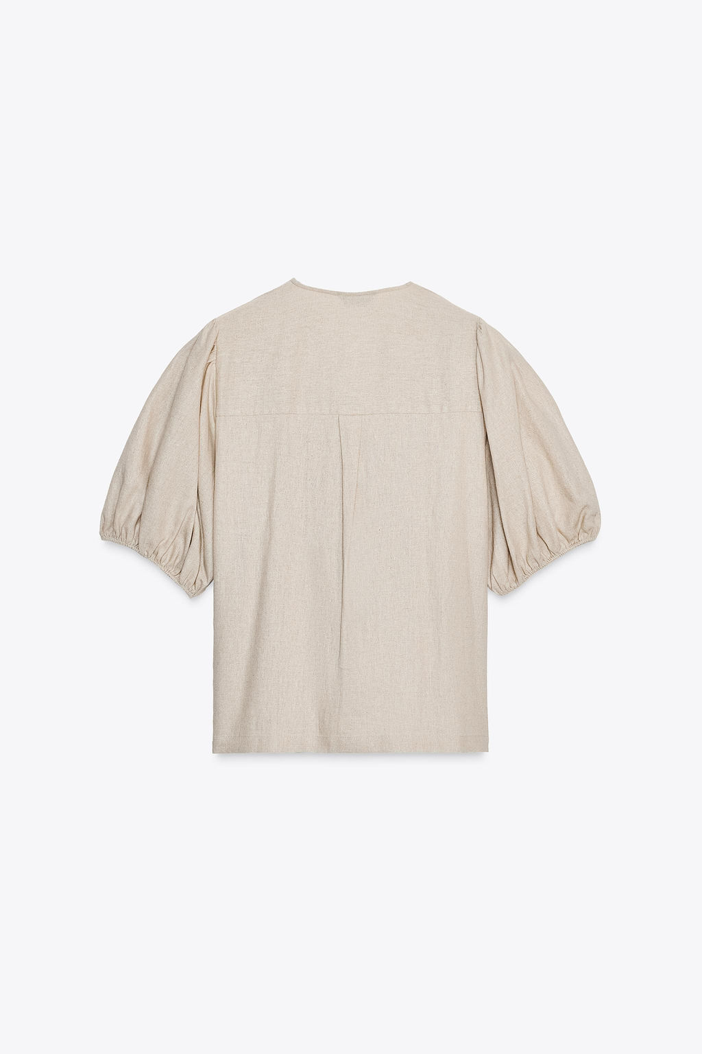 LINEN BLEND TIE BLOUSE