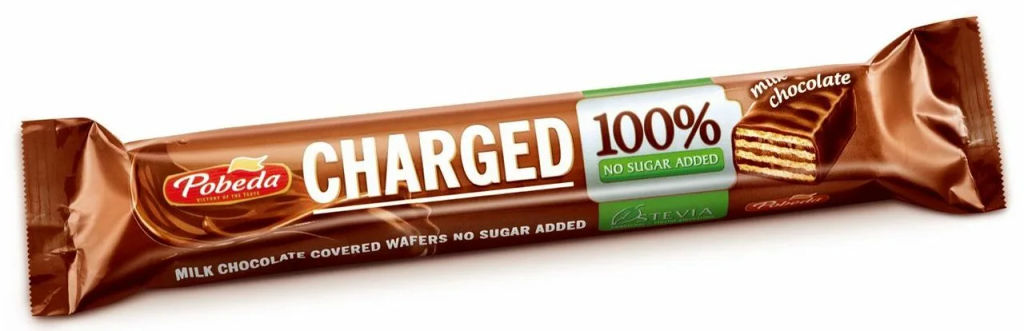 Конф. вафельная "Батончик Чаржед" в молочном шоколаде без добавления сахара, 45 г/20