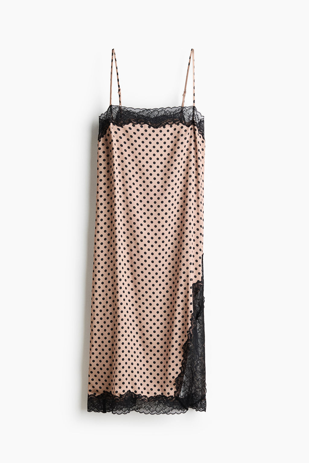 Vestido lencero con ribetes de encaje