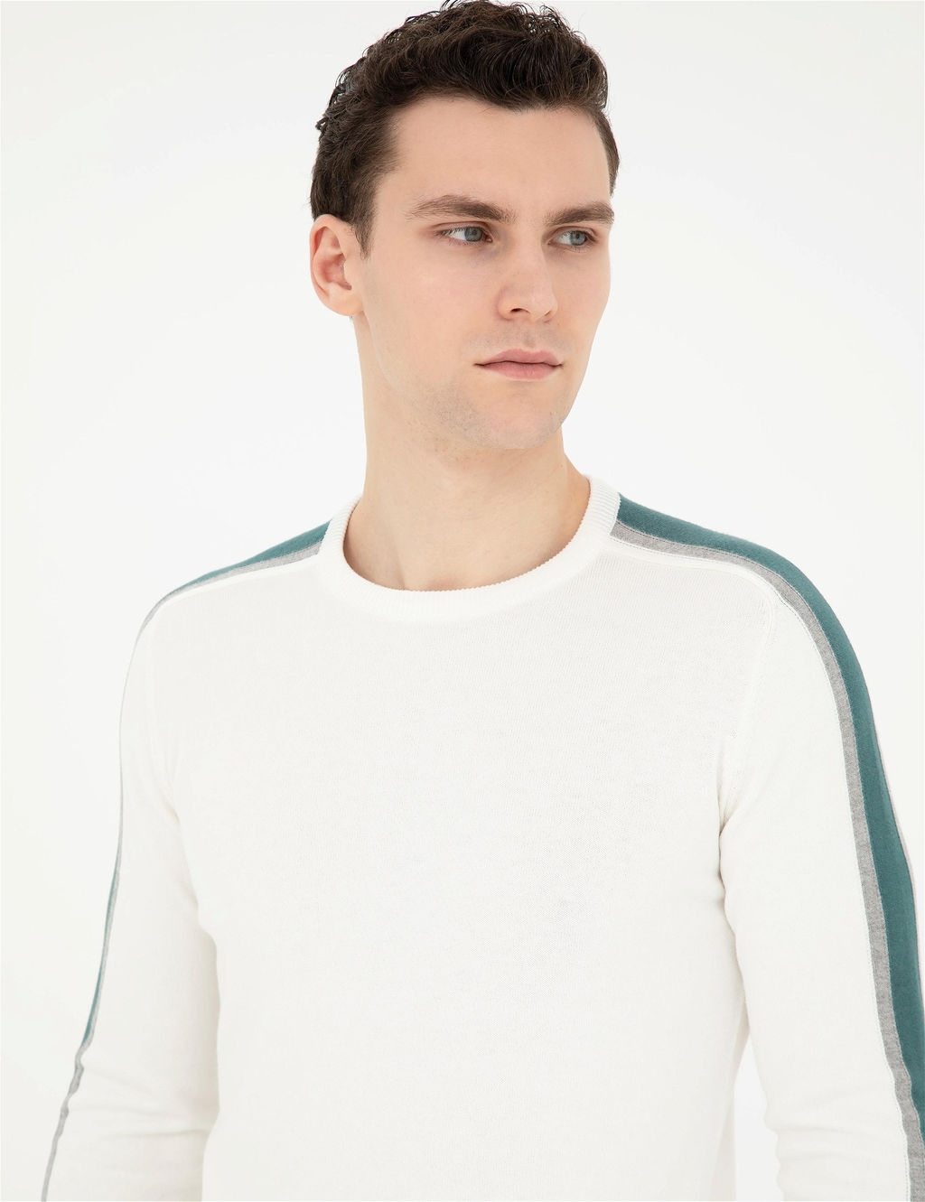 Ekru Slim Fit Bisiklet Yaka Triko Kazak - Pierre cardin фото 2