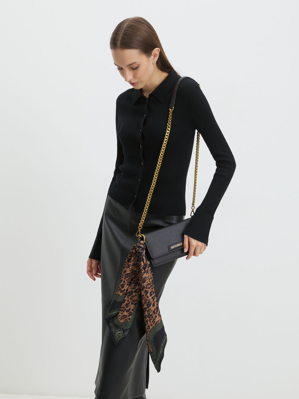 Клатч JUST CAVALLI JC FOULARD ICONIC LEOPARD Артикул 4107693, черный  фото 6