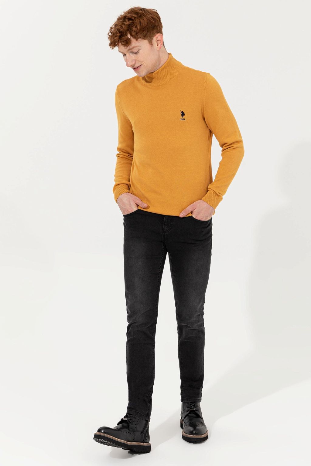 Мужской желтый трикотажный свитер Basic - U.s. polo assn фото 2