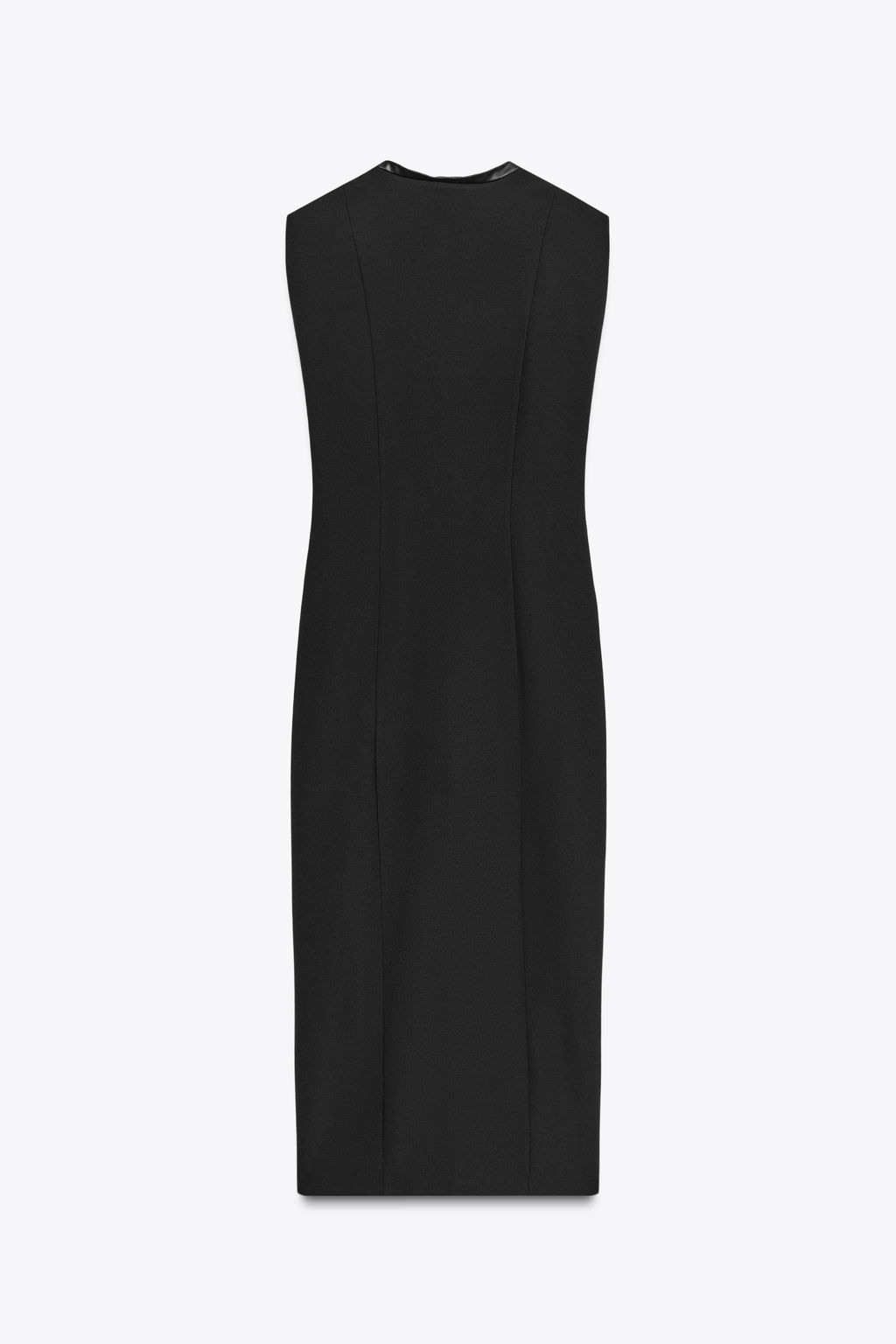 FAUX LEATHER TRIM MIDI DRESS - Zara фото 5