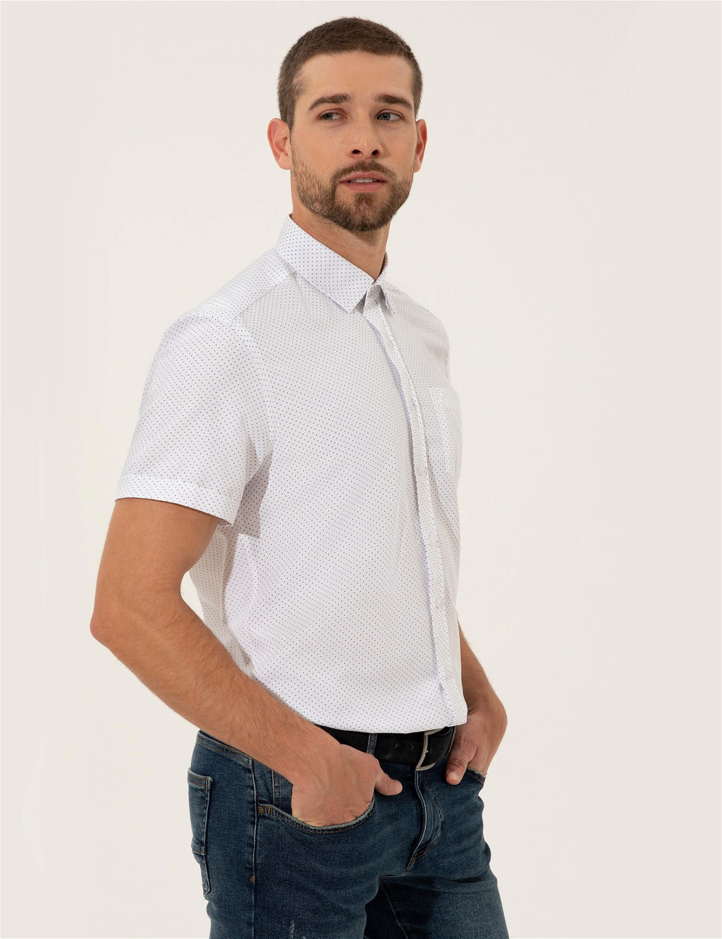 Beyaz Regular Fit K_sa Kollu G_mlek - Pierre cardin фото 3