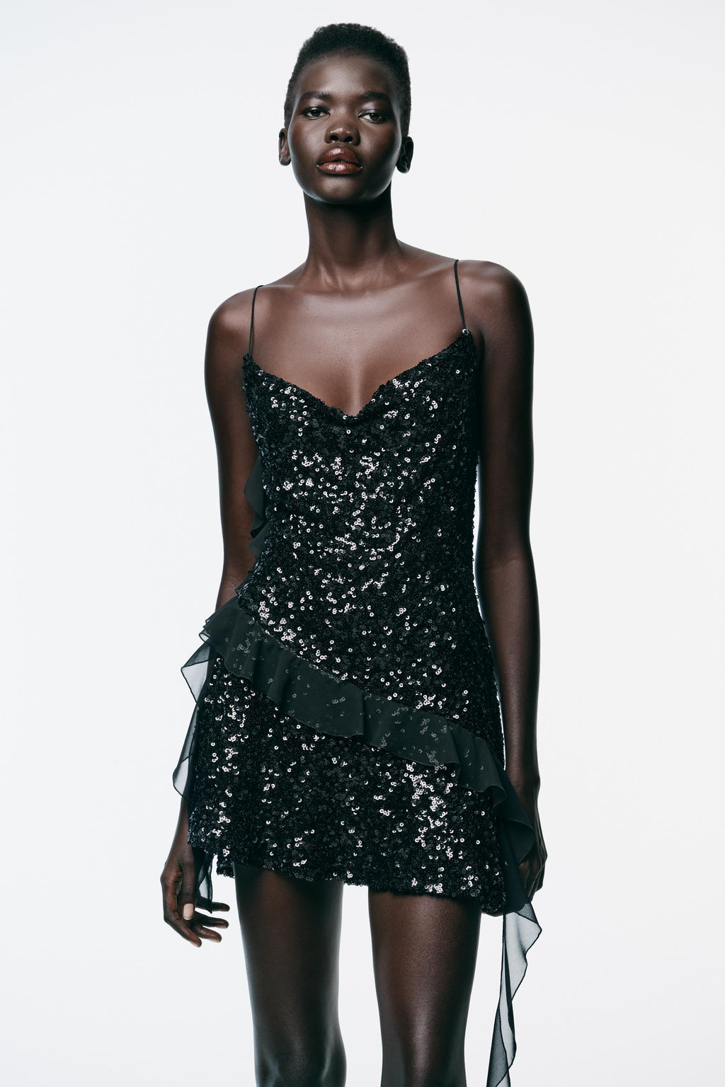 SEQUINNED RUFFLE MINI DRESS - Zara фото 2