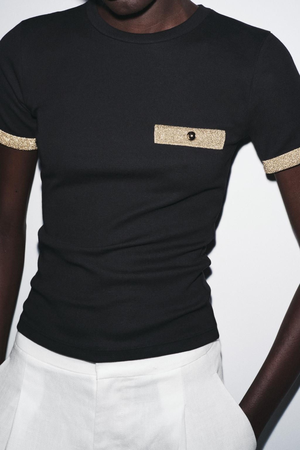 METALLIC THREAD T-SHIRT - Zara фото 11
