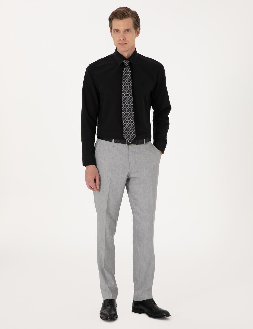 Siyah Regular Fit Uzun Kollu Basic G_mlek