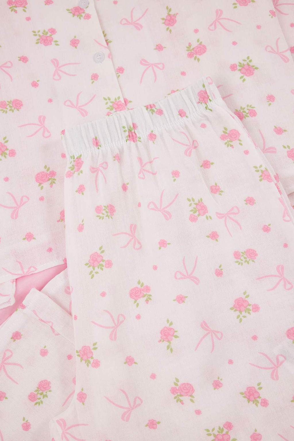 Beyaz-Cok Renkli Bask?l? Muslin Dokuma Pijama Tak?m? THMSS26PT00005 - Trendyolmilla фото 7