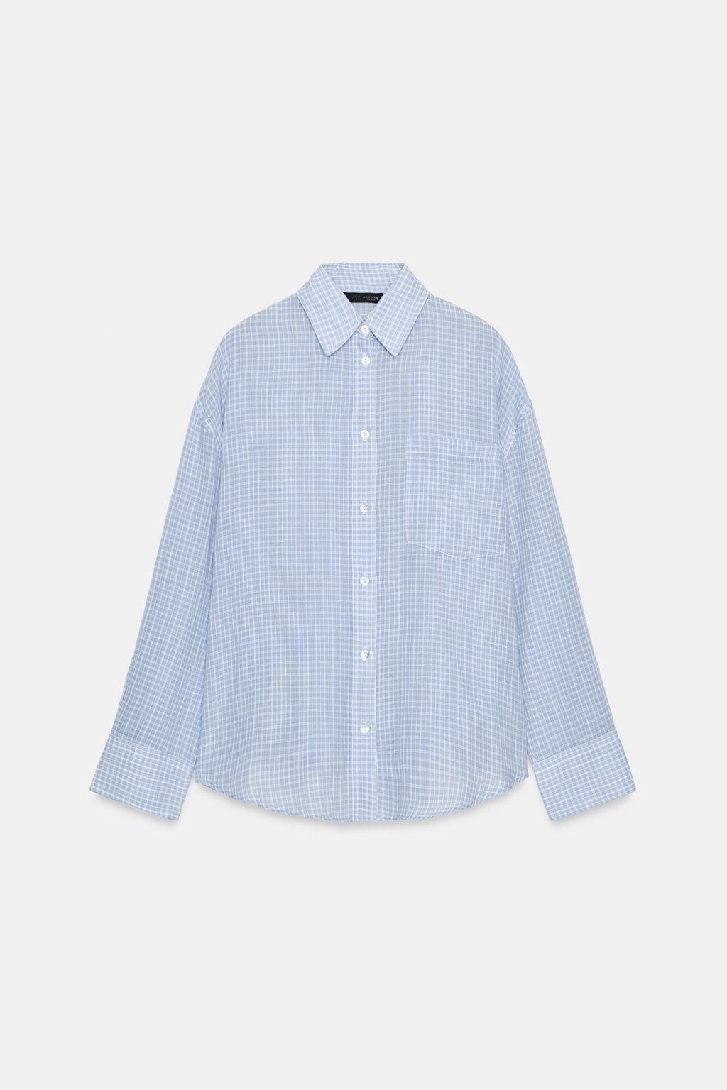 CAMISA GASA OVERSIZE BOLSILLO / Crudo / Azul - Zara фото 3