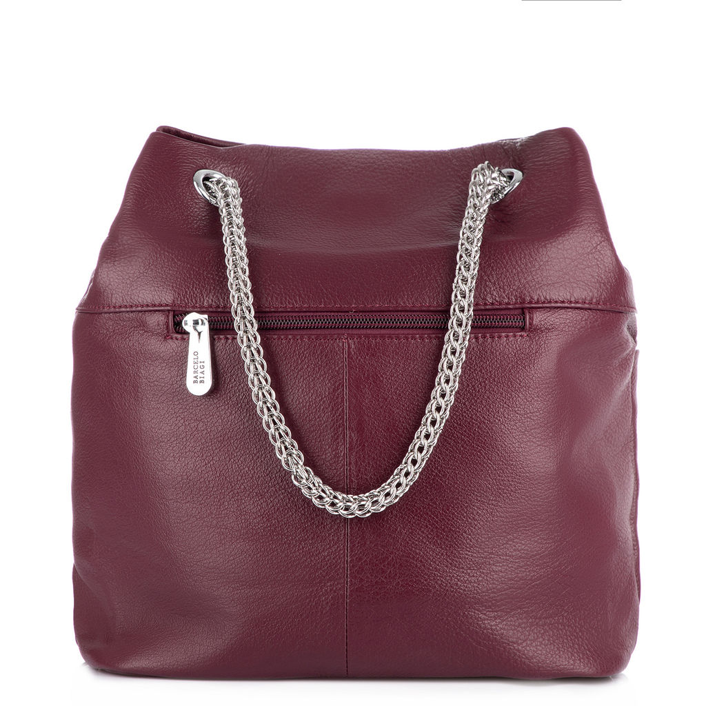Y9810 claret, женская кожаная сумка "Chain strap" Barcelo Biagi