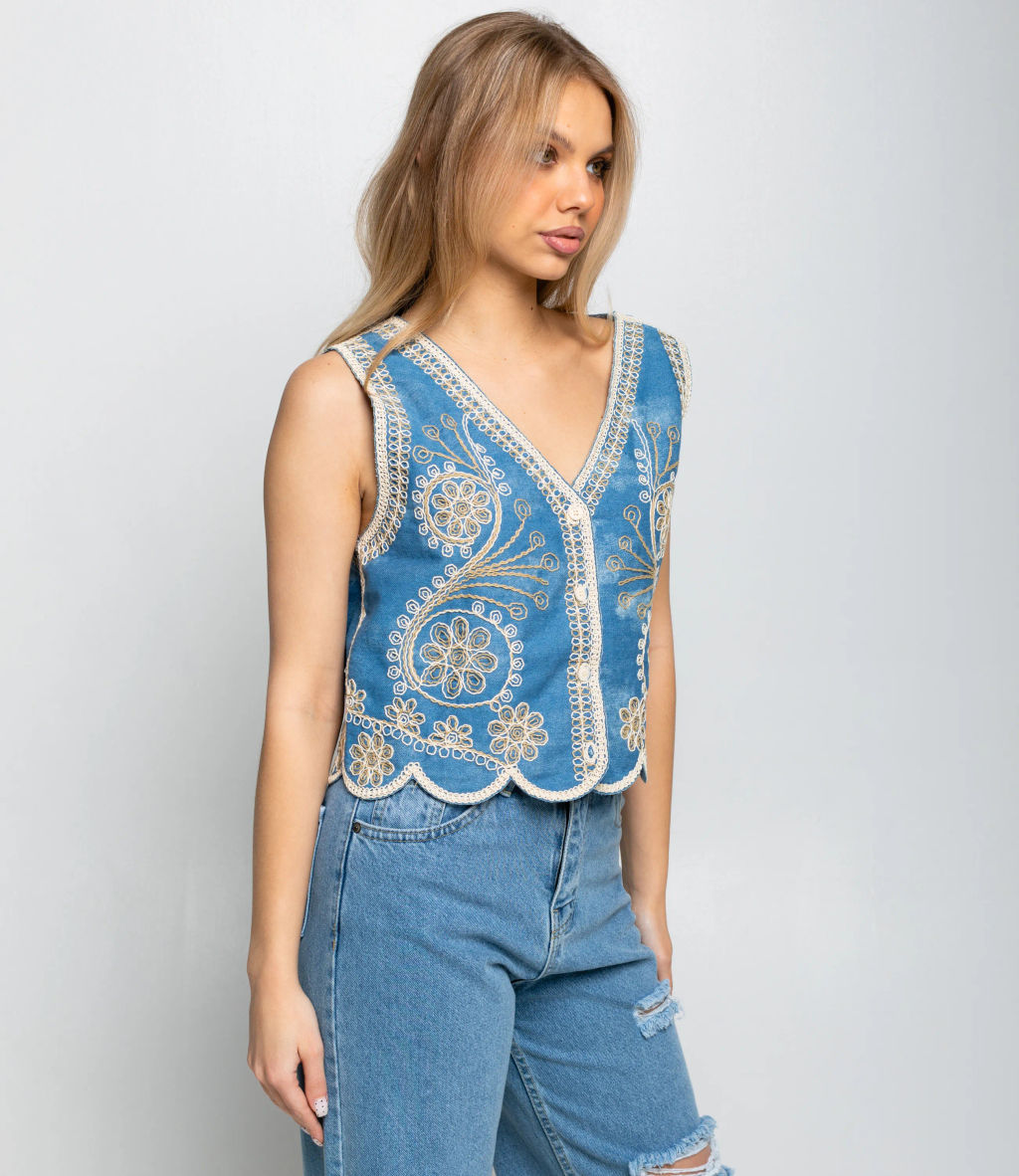 Джинсовый жилет #КТ102 (10), голубой - Dommod фото 2