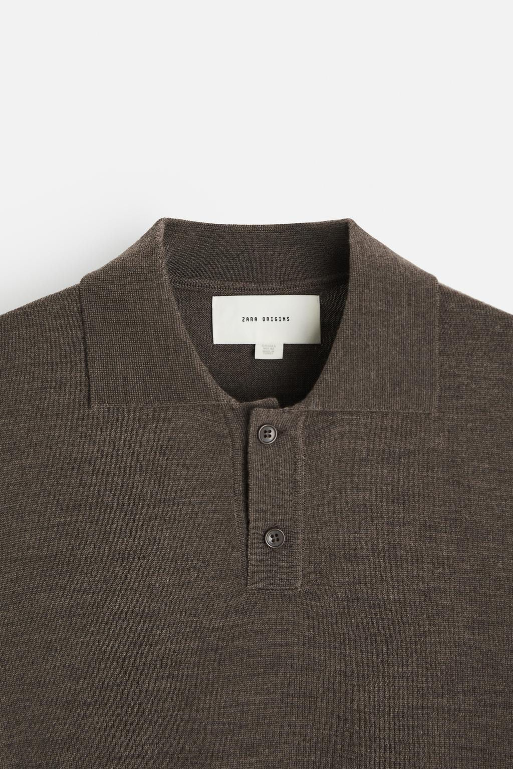 MERINO WOOL KNIT POLO SHIRT - Zara фото 24