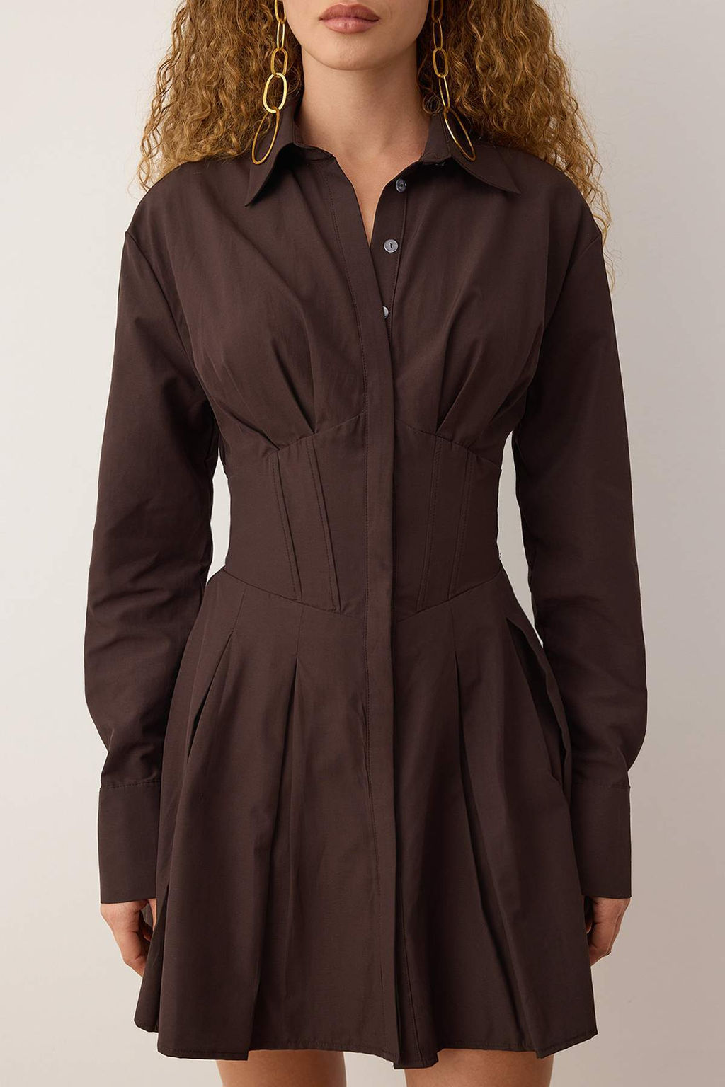 TRENDYOLMILLA Siyah Korse Detayl? Poplin K?sa Elbise TPRAW25EL00108 фото 9