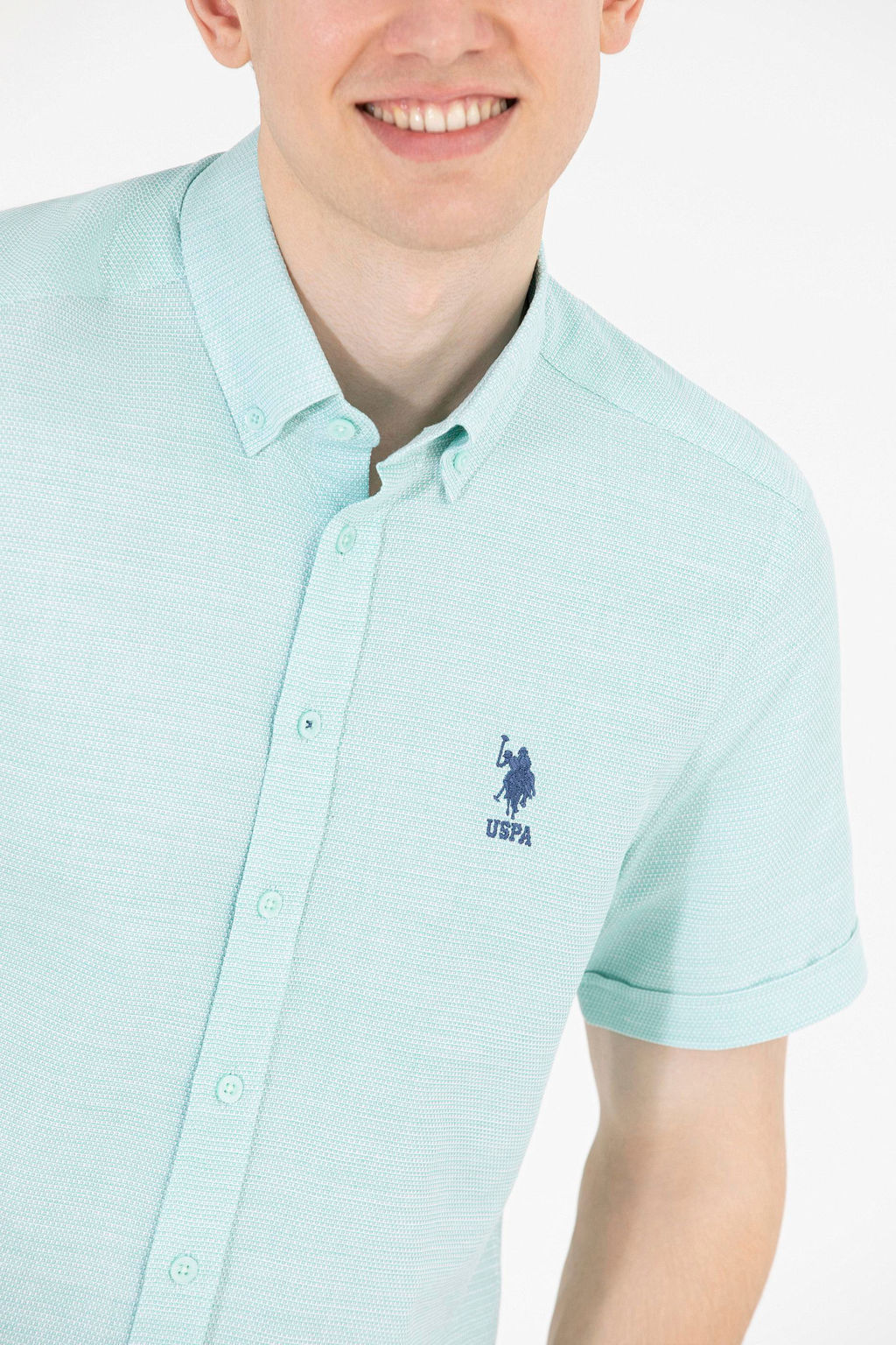 Мужская вода -зеленая рубашка с короткими рукавами в корзине - U.s. polo assn фото 7