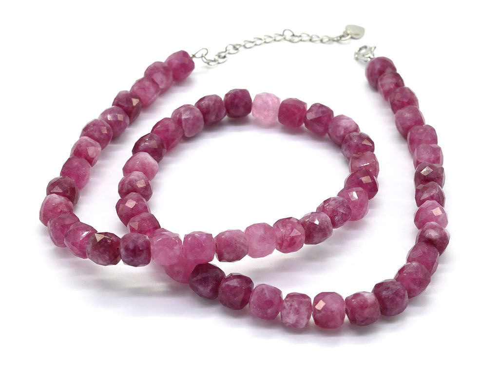 Бусы из камня кальцита граненые 7мм, цв.рубин, 45см