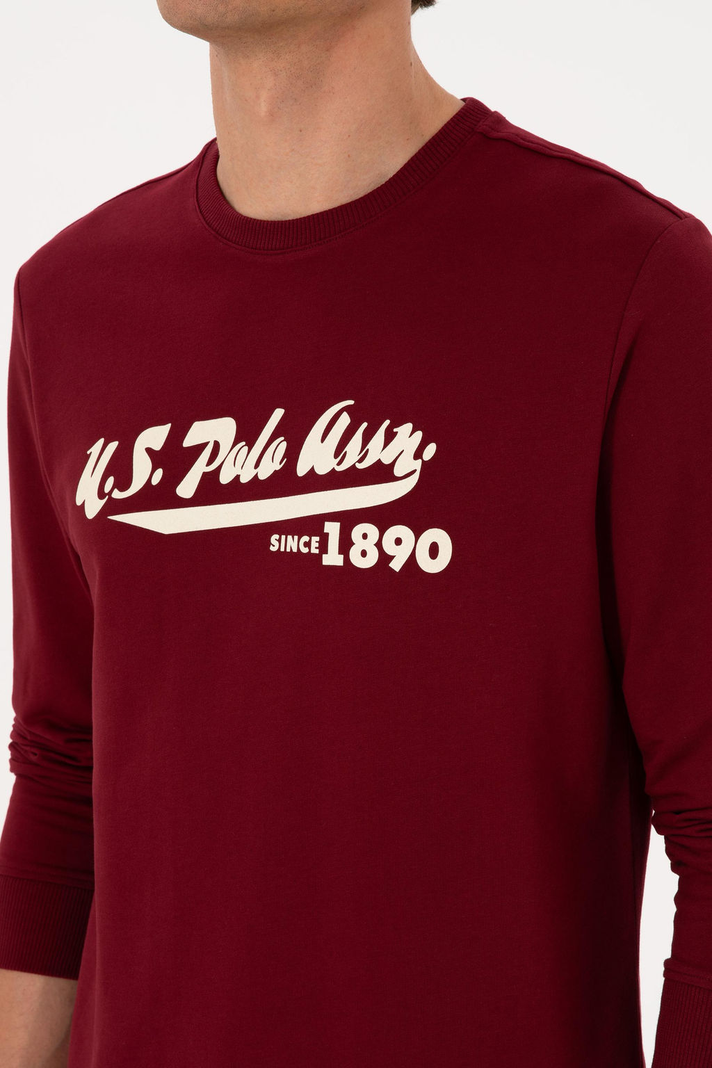 Erkek Bisiklet Yaka Regular Fit Bordo Sweatshirt - U.s. polo assn фото 7