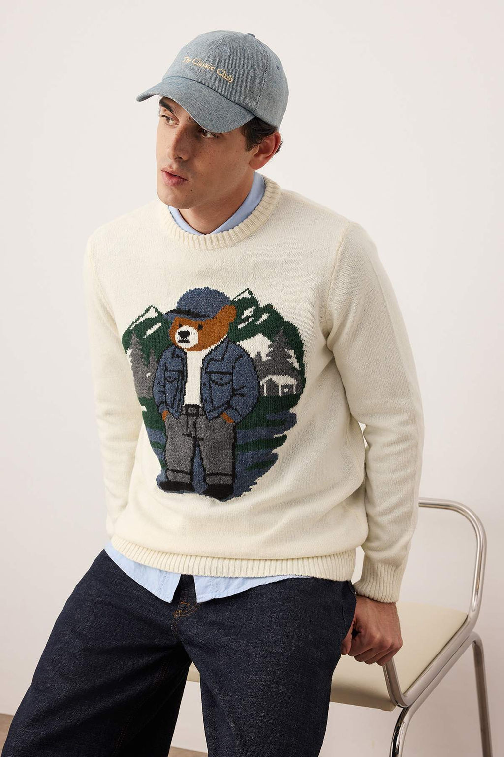 Ekru Regular Bisiklet Yaka Animal Kazak TMNAW26KZ00007 - Trendyolmilla фото 5