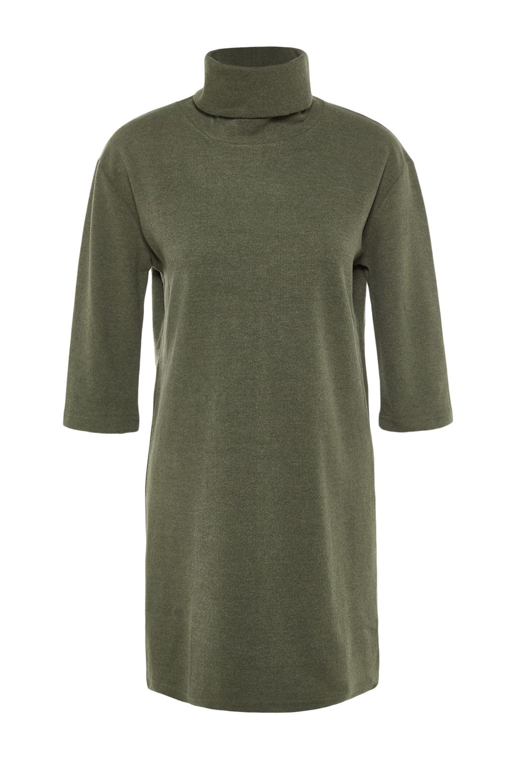 Haki Bal?kc? Yaka Shift/Duz Mini Selanik Uzun Kollu Orme Elbise TWOAW20EL1110