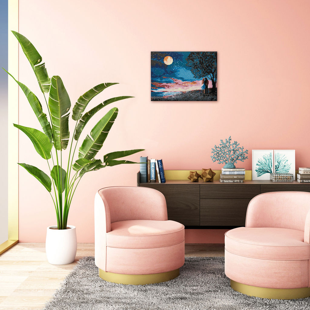 Кристальная (алмазная) мозаика ФРЕЯ ALPD-276 на подрамнике Встреча под луной 40 х 30 см