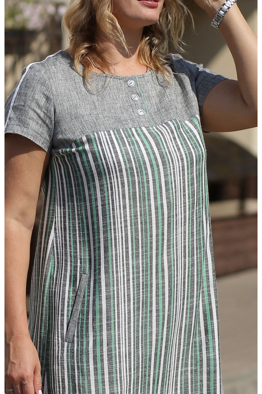 Платье 011 полоска лимон - Новый лен фото 5